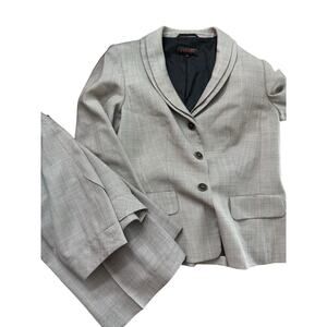 Escada Women’s Gray 100% Cupro Plaid Houndstooth Blazer Suit Size 40